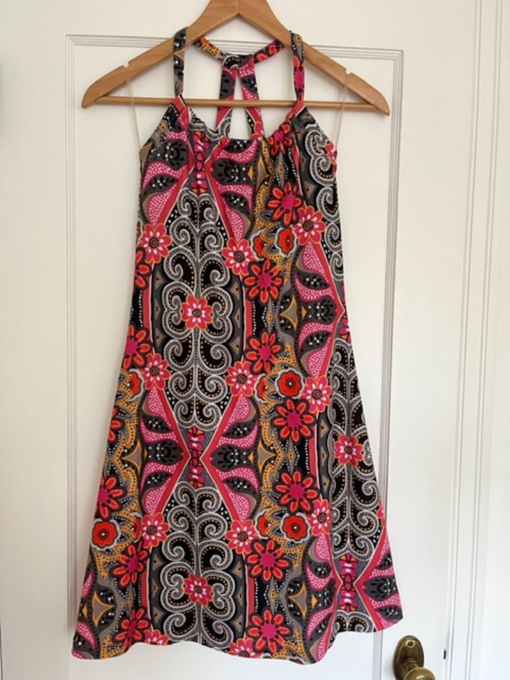 NWOT prAna Breathe Quinn Pink Orange Floral Halter Dress | Size XS